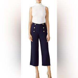 Draper James Navy Ankle Pants with Gold Buttons